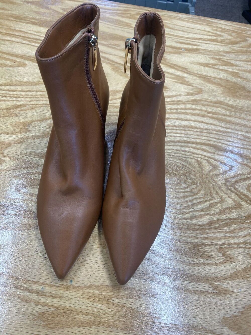 L'agence Ankle Boots Women's 9 Brown Leather Block Heel Pointed Toe Bootie S33